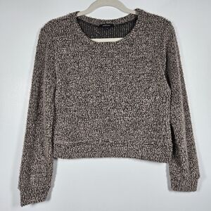 Ambiance Nubby Crew Neck Long Sleeve Boxy Cropped Sweater Size Medium